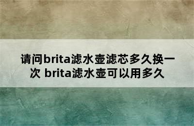 请问brita滤水壶滤芯多久换一次 brita滤水壶可以用多久